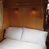 narrowboat interior, sleeping area